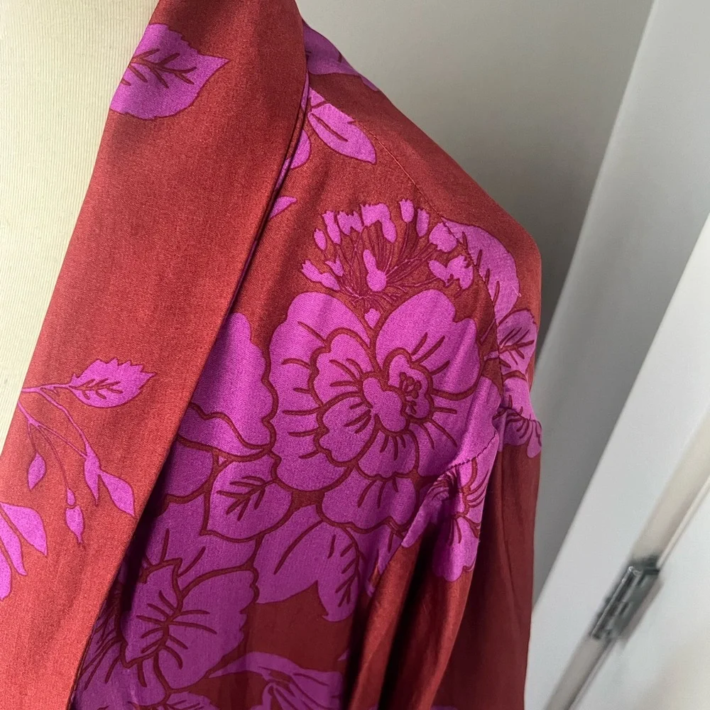 Zara Floral Kimono with Purple Accents - Picture 7 of 11